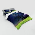 thumbnail image 3 of Ambesonne Tree Bedding Set 3 Pcs, Full Moon Galaxy Grass, Twin, Green and Navy, 3 of 3