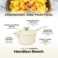 thumbnail image 3 of Hamilton Beach Enameled Cast Iron Sauce Pan 2-Quart Gray, Cream Enamel coating, Pot For Stove top and Oven Cooking, Even Heat Distribution, Safe Up to 400 Degrees, Durable and Dishwasher Safe, 3 of 7
