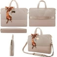 thumbnail image 6 of Kamlui Women's Waterproof PU leather Quilted 15.6" Laptop Tote Bag, Khaki, 6 of 14