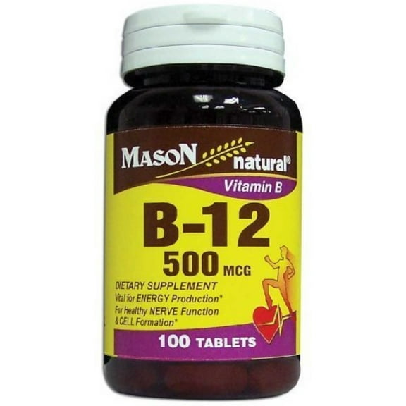 Mason Natural Vitamin B-12 500 mcg Tablets 100 ea (Pack of 2)