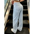 thumbnail image 4 of Women's Jeans Wide Leg Loose Casual Straight Leg Long Pants Pocket Vintage Wash Boyfriend Fashion Trendy Vacation, 4 of 8