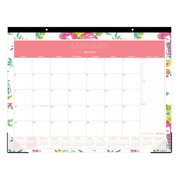 2026 Blue Sky Day Designer Desk Pad Calendar, 22" x 17", Peyton White, January To December, 103631