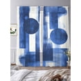 thumbnail image 2 of Geometric Blue Sheer Curtains for Living Room Bedroom Simple Abstract Modern Oil Painting Sheer Curtains 96 Inch Long 2 Panels Set Light Filtering Curtain Window Treatments Drapes for Dining Room, 2 of 6