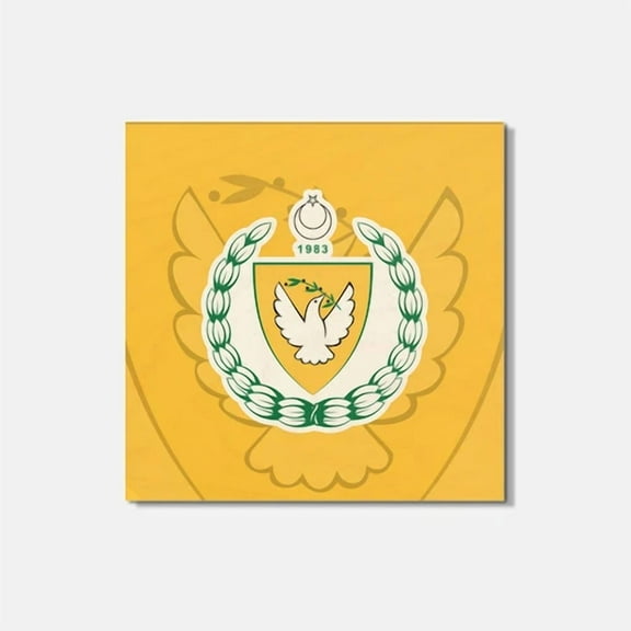 Turkish Republic Of Northern Cyprus Coat Of Arms 4'' X 4'' Square Wooden Coaster