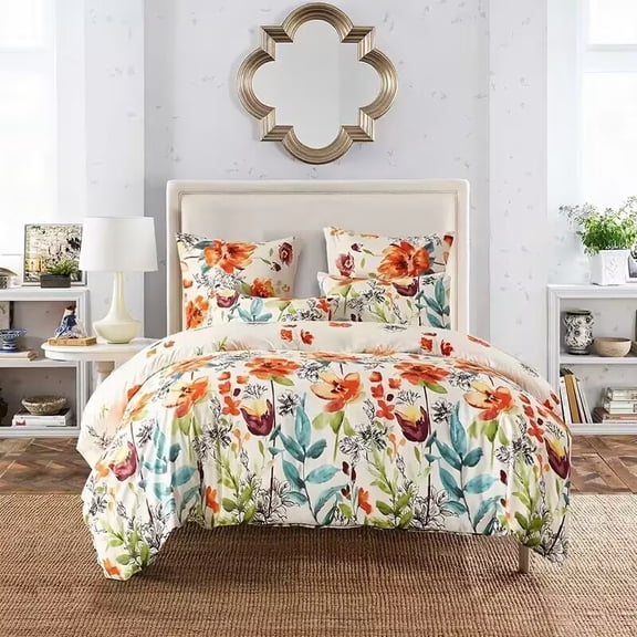 Flower Bedding Duvet Cover Set Queen Size,Spring Floral Bedding Room Decor Quilt Cover (No Comforter)
