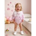 thumbnail image 4 of Cenuakty Girls Half Birthday Romper Embroidery Long Sleeve Striped Jumpsuit, 4 of 9