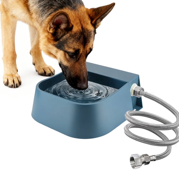 PETLESO 2L Automatic Dog Water Dispenser with 3/4'' Hose for Dogs/ Cats/ Chicken/ Birds, Blue