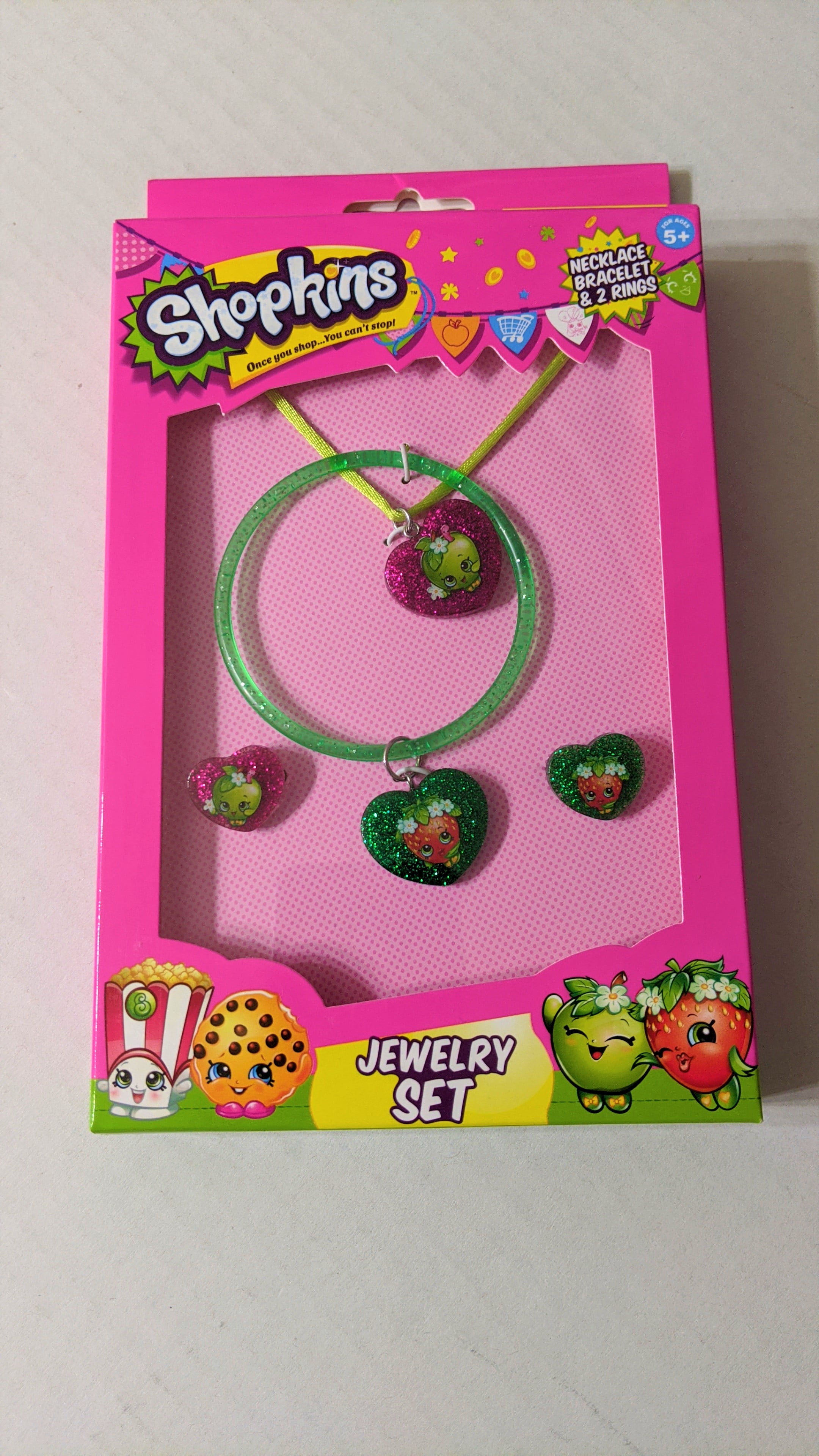 Shopkins Moose Shopkins Apple Blossom Strawberry Kiss Glitter Set Of 4 Pendant Bangle And 2 Rings Walmart Com Walmart Com