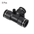thumbnail image 3 of Unique Bargains Tee 1/2' Push to Connect Pneumatic Air Line Fitting, Black 5 Pack, 3 of 5