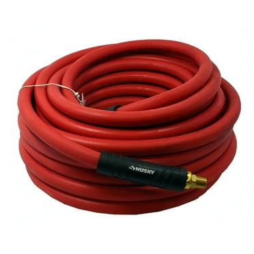 Husky 3/8 in. X 50 Ft. Rubber Air Hose - Heavy Duty - Red - 1/4" Fittings