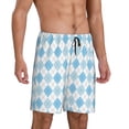 thumbnail image 3 of Rocae Blue and White Squares for Men's Soft Sleep Pajama Shorts, Waistband and Pockets, 3 of 9