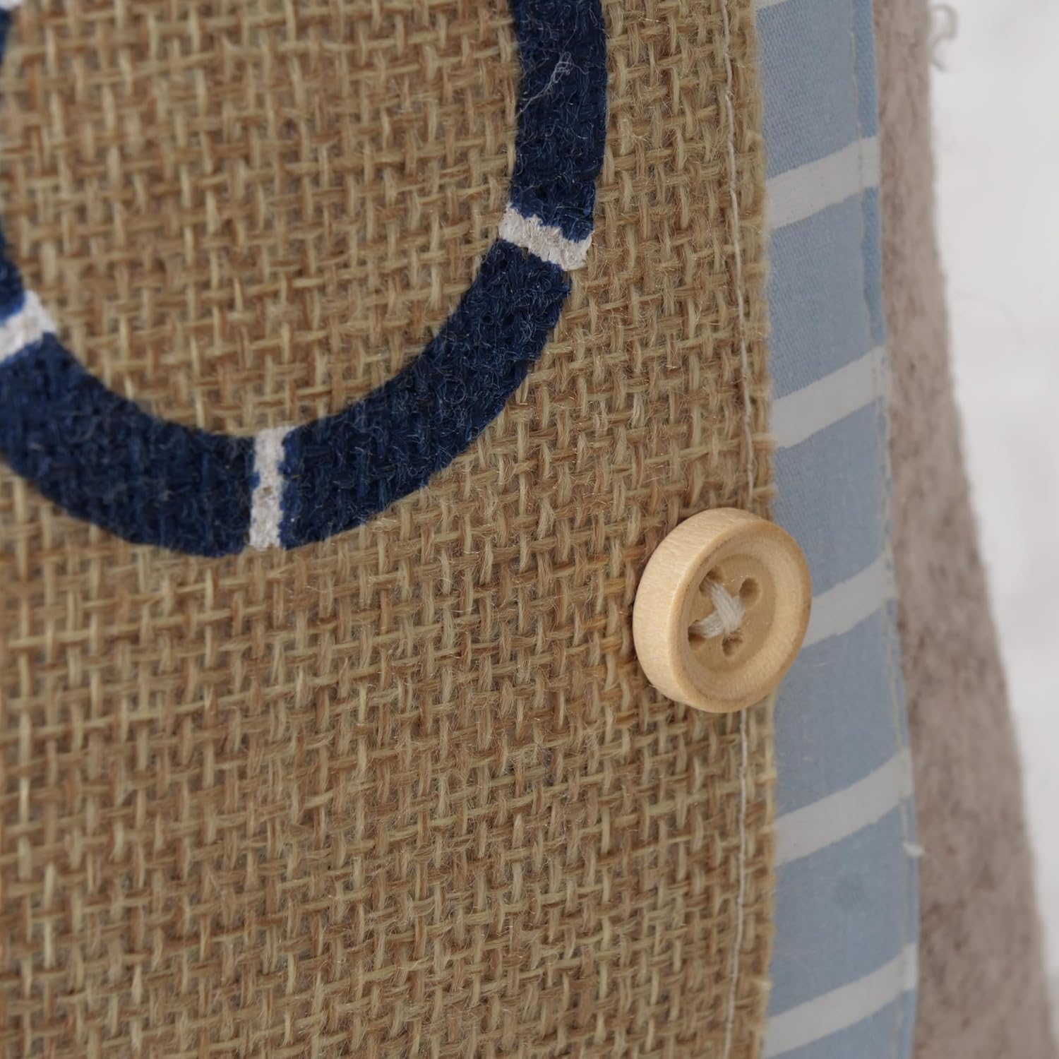 Coastal Cabana Soft Door Stops, Jute, Cotton, Loop Tops, Weighted, 11.75 Inches, House Shaped with Anchor and Lifesaver Fabric Embellishments