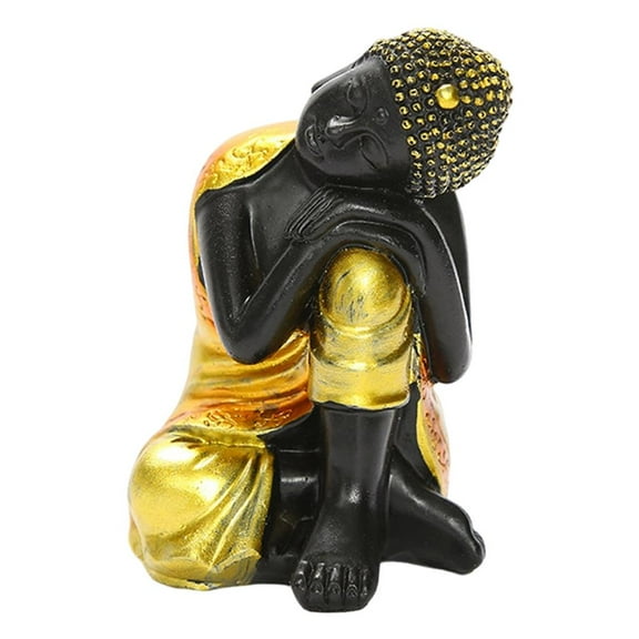 Buddha Sitting Sleeping Statue Meditating Small 9cm Decorative Figurine Feng Shui Office Tabletop Ornament , Face to the left