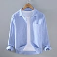 thumbnail image 2 of Camisas s Para Hombre Slim Fit Camisa de manga larga de color sólido informal con solapa para hombre (Light Blue, XL), 2 of 5