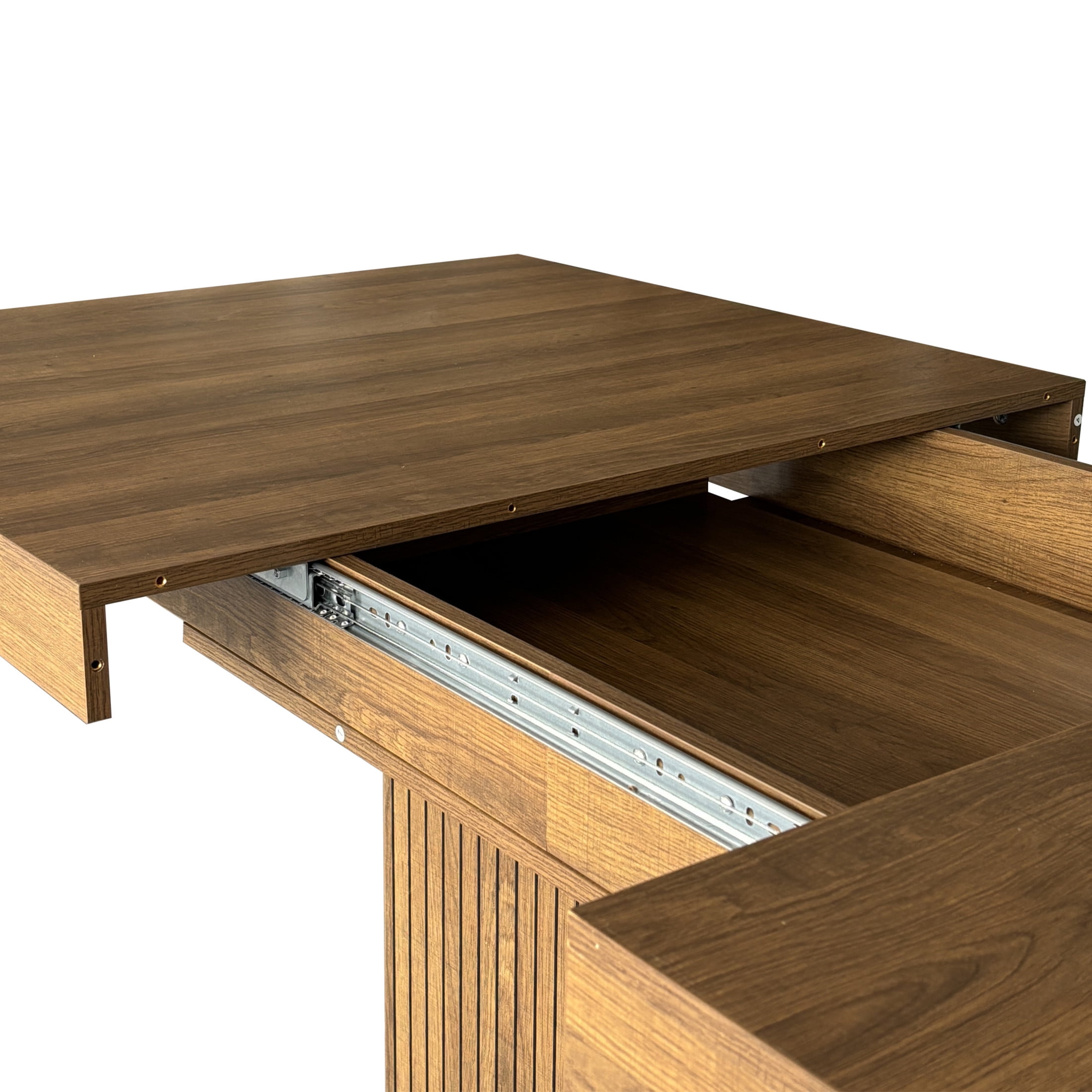 Noble House Erika 78.74" Expandable Dining Table with Storage, Modern Triamine Wood Table for 6–10, Black Brown