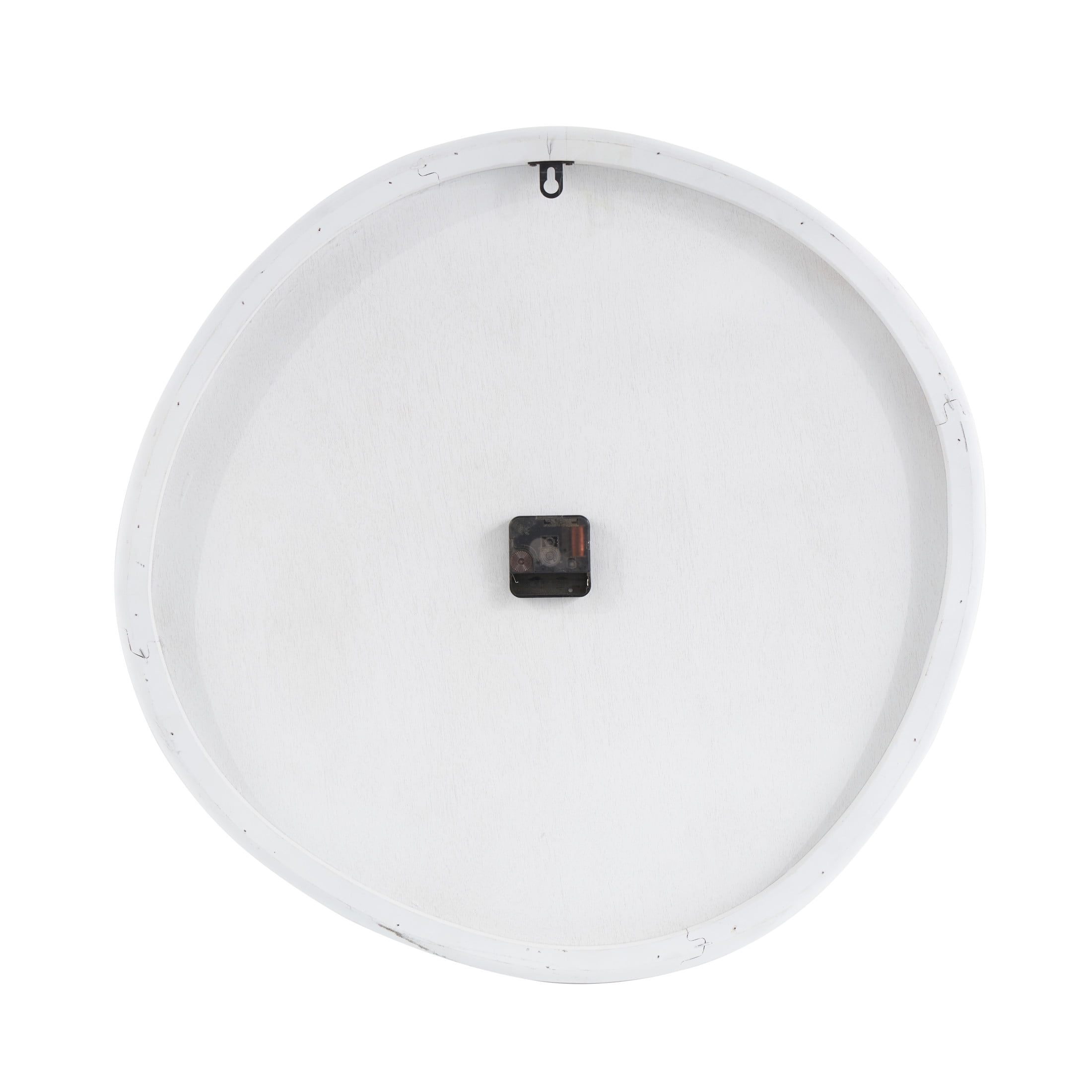 DecMode 24" White Wood Round Wall Clock with Black Hands and Numbers