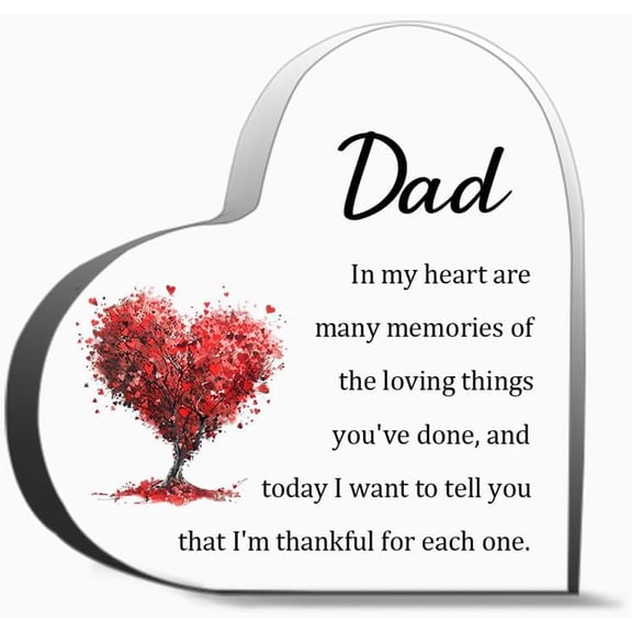 Dad In My Heart Are Many Memories Heart Acrylic Decoration Gift For Couple Parent Women Mom Husband Wife