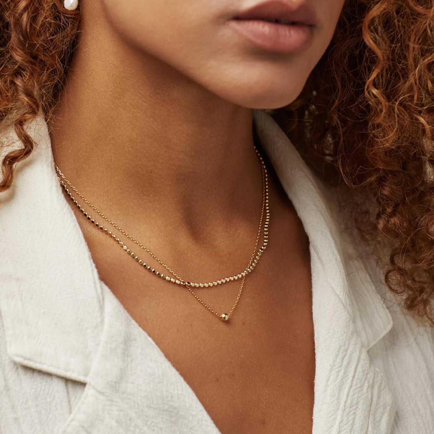 Gold Necklace Stack Boho Layered Necklaces For Women Trendy Pearl Necklaces Christmas Gifts Stocking Stuffers[Z406]