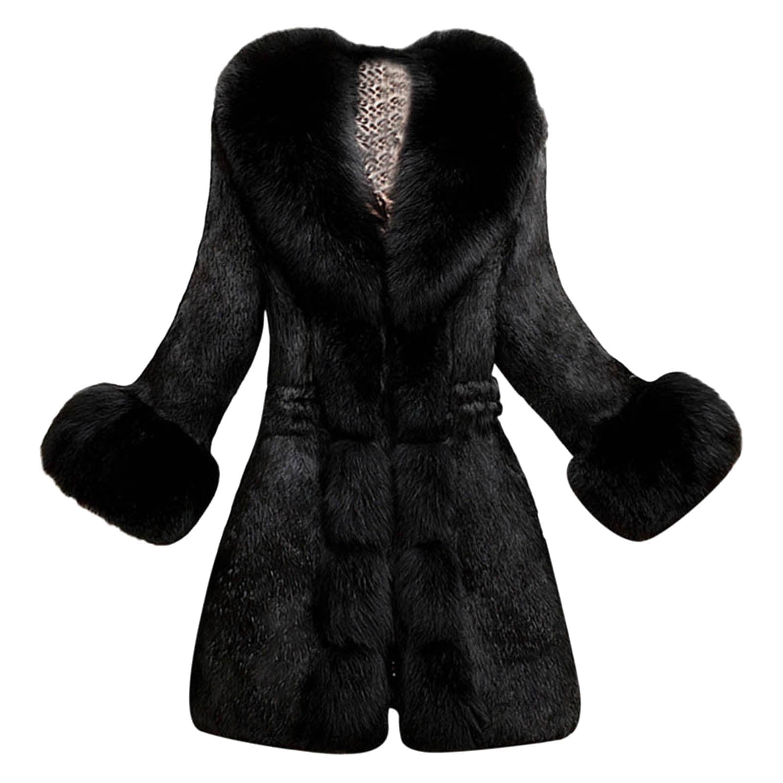Women's Fashion Faux Fur Jackets Coats Warm Winter Outwear Overcoats US SZ S-6XL