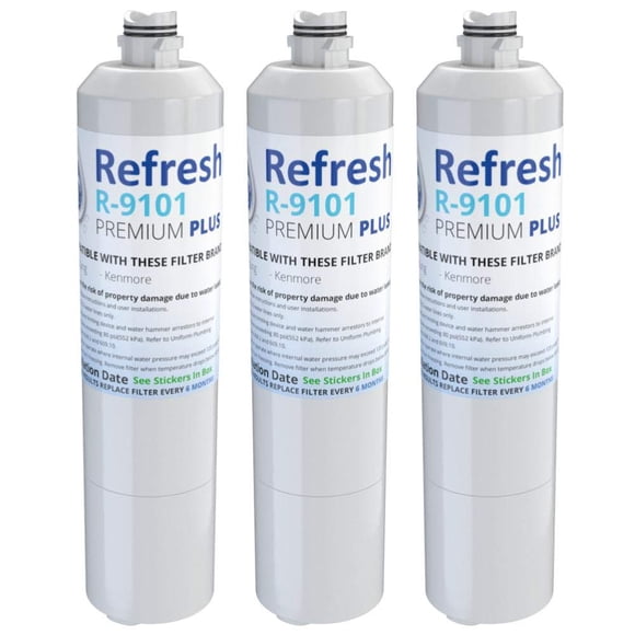 Filtro de agua para refrigerador Refresh R-9101Plus compatible con NSF-53, paquete de 3