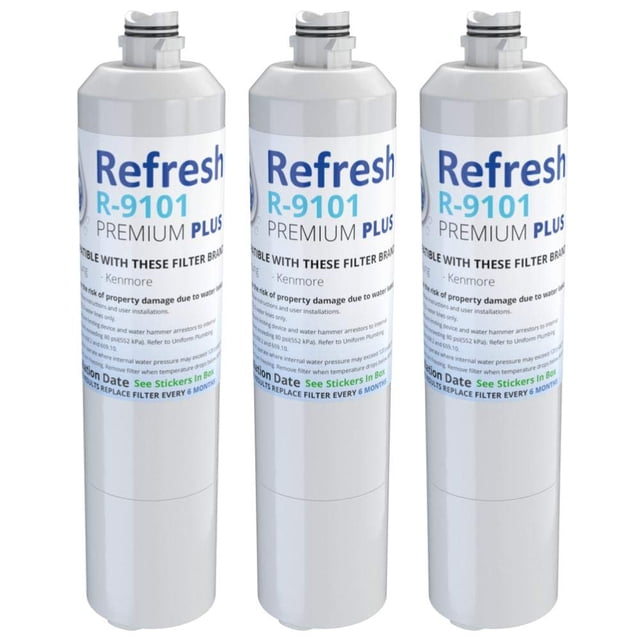 Filtro de agua para refrigerador Refresh R-9101Plus compatible con NSF-53, paquete de 3
