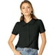 thumbnail image 1 of Camisa de Manga Corta Allegra K Suave Con Botones Cuello Peter Pan Dulce Mujer Negro M, 1 of 6