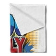 thumbnail image 2 of YOLO Soft Flannel Fleece Throw Blanket, Cartoon Style Life Message Comic Book Style Letters on Paint Splashes and Halftone, Cozy Plush for Indoor and Outdoor Use, 60" x 80", Multicolor, by Ambesonne, 2 of 5