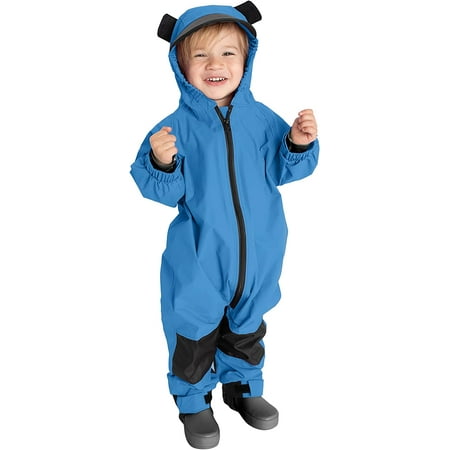 

Cuddle Club One Piece Kids Rain Suit Waterproof Jacket Toddler Overalls Blue Bear 3T
