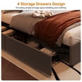 thumbnail image 3 of GloryStar Linen Upholstered Platform Bed with Wooden Slats, Four Storage Drawers, Noise Free and Simple Assembly, 3 of 7