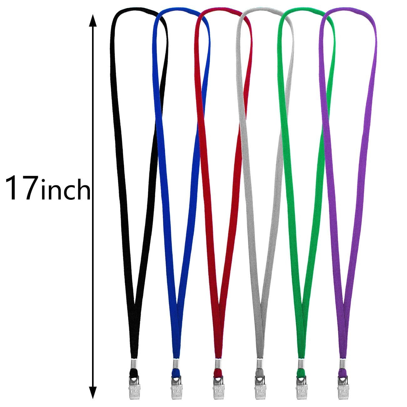 Lanyard 100 Pack Black Badge Lanyards Flat Round 32" With Clip
