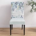 thumbnail image 4 of Dining Chair Covers Set of 4,Rustic Blue Ombre Eucalyptus Leaf Universal Stretch Kitchen Seat Covers Parsons Chair Protector Slipcover for Home Restaurant Party Decor,Leaves on White Wood Plank, 4 of 6