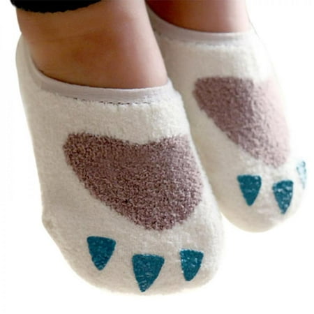 

Elaydool Baby Kids Girls Non-slip Slipper Socks Soft Warm Coral velvet Warmers Socks 0-4Y Best