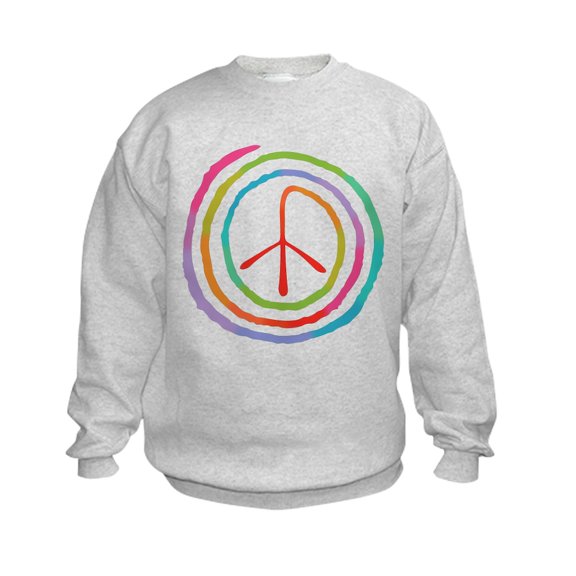 CafePress - Neon Spiral Peace Sign II Kids Sweatshirt - Kids Sweatshirt, Youth Crew Neck Sweatshirt