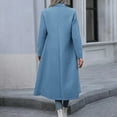 thumbnail image 5 of Cozyvia Women's Lapel Trench Coat, Double Breasted Long Pea Coat, Casual Mid Long Notch Overcoat, Work office Overcoat with Pocket - Blue S, 5 of 5