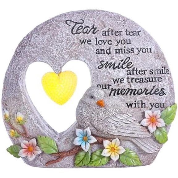 6.25" 'Memories with You' Floral Memorial Garden Stone - Memorial Stone for Bereavement Gift - Cemetary Memorial Gift$$Garden & Patio