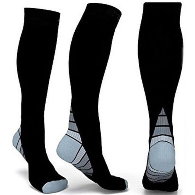 1 Paire de Bas de Compression pour Hommes et Femmes Varices Anti-Fatigue Vol Course Gris-P/M