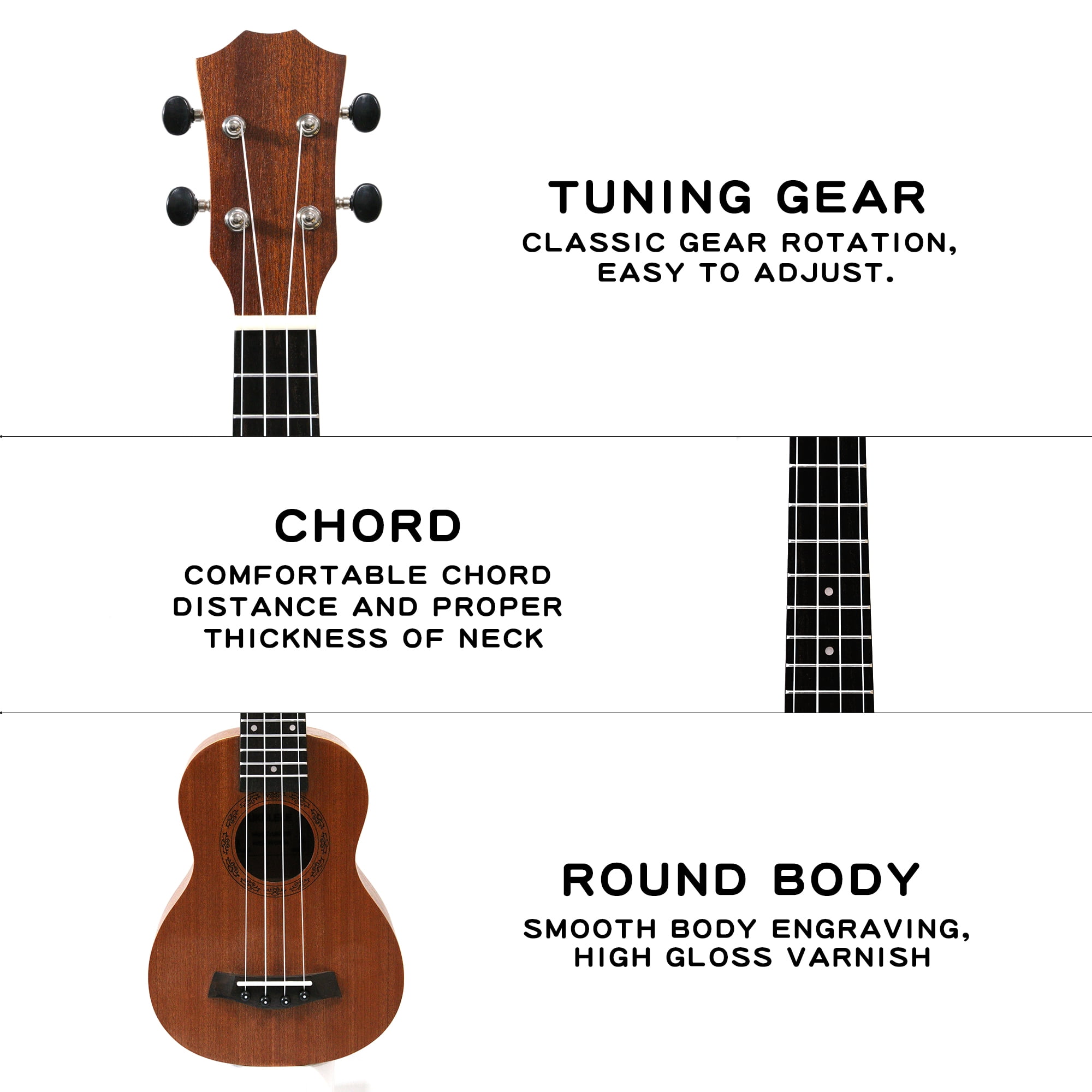 Likegreen 21" Ukulele for Beginner Kids with Free Gig Bag, High-Quality Wood