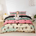 thumbnail image 2 of Homewish Rustic Farmhouse Cabin Duvet Cover Queen,Dog Paws Bone Queen Bedding,Pink Green,Black Reversible,3 Pieces,1 Duvet Cover and 2 Pillowcases, 2 of 6