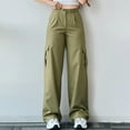 thumbnail image 2 of Manxivoo Cargo Pants for Women High Waisted Women's New Summer Casual Mid Waist Stereoscopic Pocket Trousers with Waist Closed Cargo Pants Dickies Work Pants Mint Green, 2 of 5