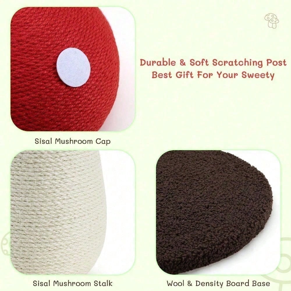 Mushroom Cat Scratching Post - Unique Design, Sisal-Wrapped, Ideal For Medium And Small Cats, No Assembly Required Cat Stuff  Cat Tree Tower Cat Toys