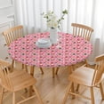 thumbnail image 3 of Pink Christmas Santa and Tree Pattern Round Fitted Tablecloth with Elastic Edge,Dining Table Cover Waterproof,Outdoor Round Tablecloth for Camping,Dining,Indoor and Outdoor, 3 of 7