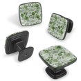 thumbnail image 2 of 4 Pcs Cabinet Handle Drawer Pulls Green Floral Modern Art Knobs with Screws Square Furniture Office Cabinet Knob Decoration, 2 of 7