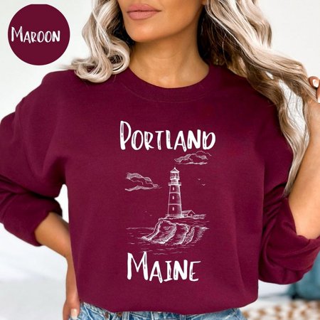 Portland Maine Lighthouse Gift , Portland Maine Vacation Gift, Portland Maine Sweatshirt, Portland Maine Travel , Maine Gift
