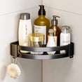 thumbnail image 5 of Adhesive Corner Shelf Bathroom Shower Caddy Corner - 2 Pack Corner Shower Caddy Bathroom Shelf with 4 Hooks Shower Organizer, Black, 5 of 7