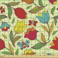 thumbnail image 2 of Ambesonne Colorful Fabric by the Yard Upholstery, Butterflies Bee Tulips, 1 Yard, Multicolor, 2 of 5