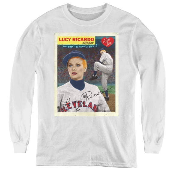 I Love Lucy Trading Card Youth Long Sleeve T-Shirt White
