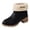 Black, variant on Winter Boots for Women Warm Fuzzy Chunky Heel Ankle Snow Boots Round Toe