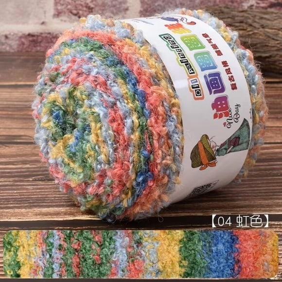 Zhuge Multicolor Loop Yarn for Crocheting & Knitting, 100g Fancy Fuzzy Fluffy Curly Thread, Ideal for Hats, Sweaters, Scarves & Creative Fun Crafts, F4