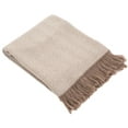 thumbnail image 4 of SAOL Herringbone Throw Blanket 100% Premium Super Soft Merino Wool 75" x 57" Fringe Ends from Ireland, 4 of 6