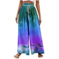 thumbnail image 2 of Pants for Women, Woman Halloween Printing Elastic Waist Drawstring Wide Leg Long Pants, 2 of 5